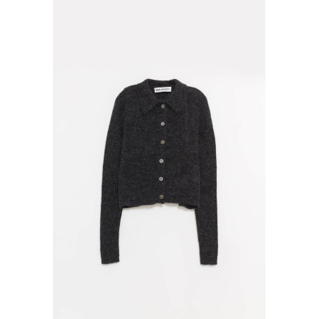 OUR LEGACY CHARCOAL MELANGE MAZZY POLO CARDIGAN